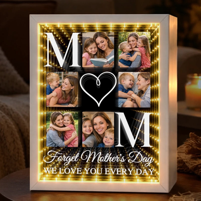 Custom Photo Infinity Mirror Light Box - Personalized Mother's Day Birthday Gifts For Mom - Love You Every Single Day