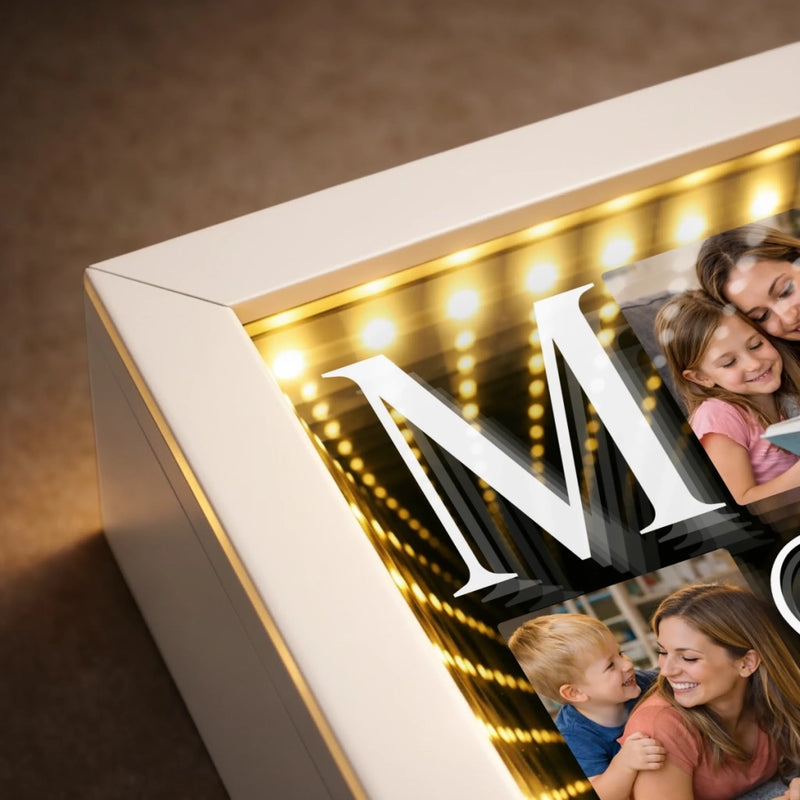 Custom Photo Infinity Mirror Light Box - Personalized Mother's Day Birthday Gifts For Mom - Love You Every Single Day
