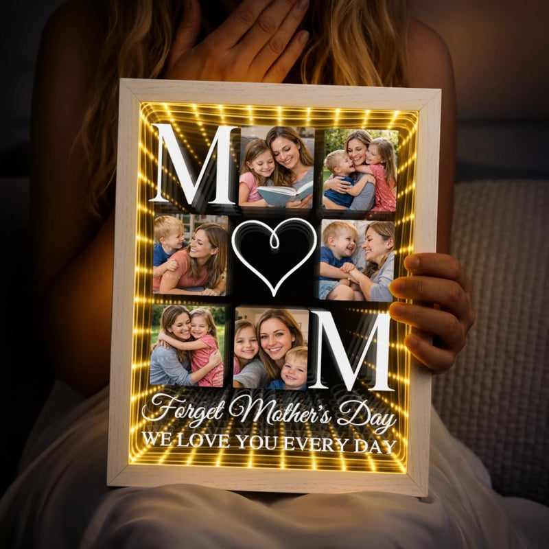 Custom Photo Infinity Mirror Light Box - Personalized Mother's Day Birthday Gifts For Mom - Love You Every Single Day