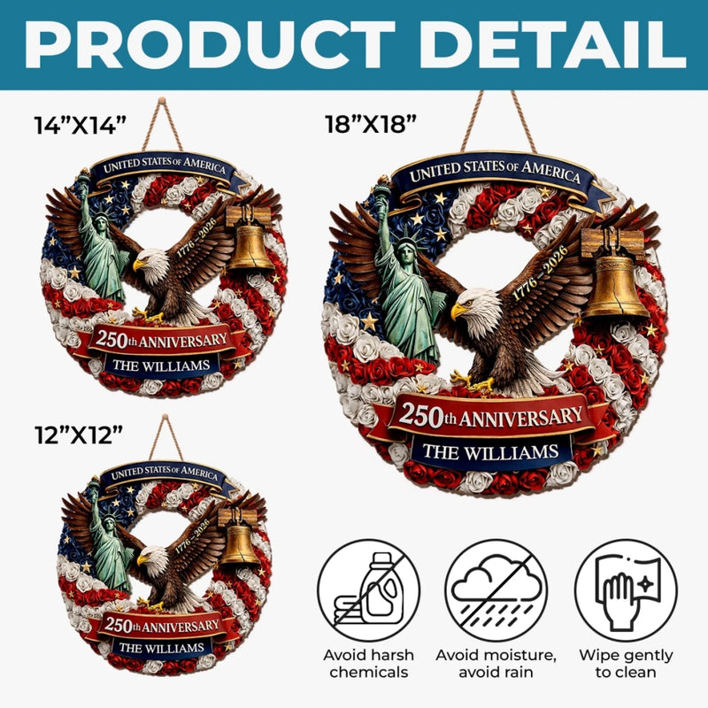 Custom Wood Sign - Personalized America 250th Anniversary Gifts For Mom, Dad, Brother, Sister, Kids - Freedom Lives In Us