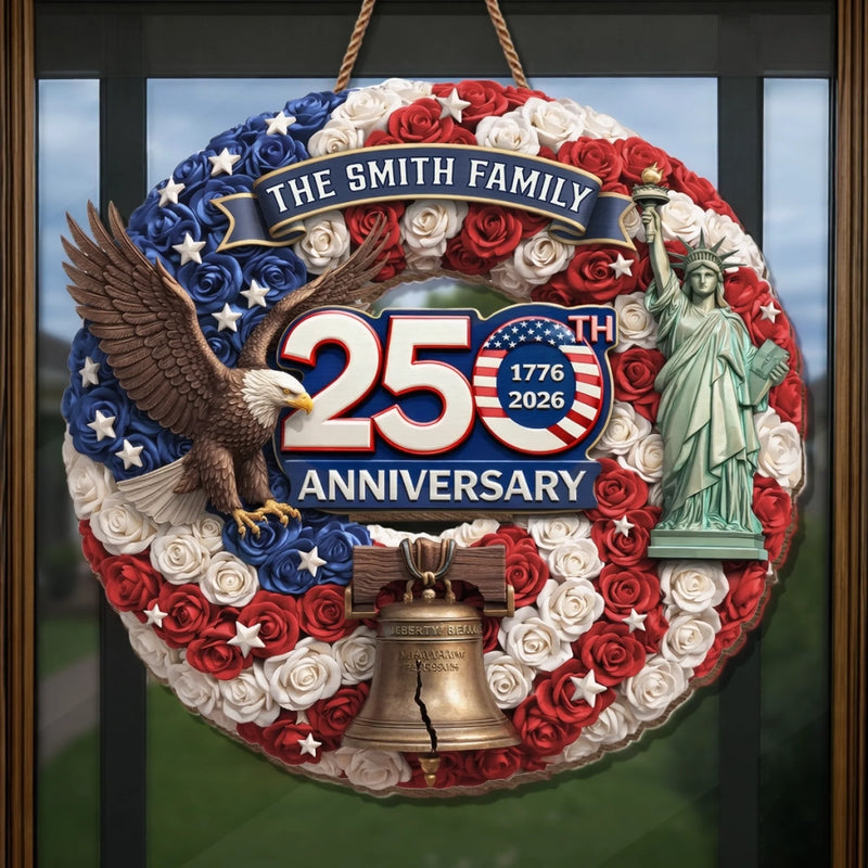 Custom Wood Sign - Personalized America 250th Anniversary Gifts For Mom, Dad, Brother, Sister, Kids - Unity Makes Us Strong