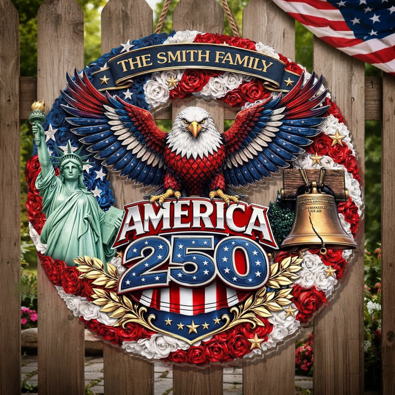 Custom Wood Sign - Personalized America 250th Anniversary Gifts For Mom, Dad, Brother, Sister, Kids - Honor The Spirit Within