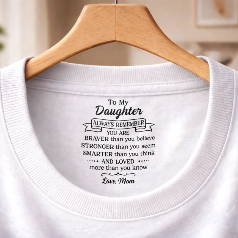 Custom Inside Neck Print T-Shirt - Personalized Birthday Gifts For Daughter - Loved More Than You Know