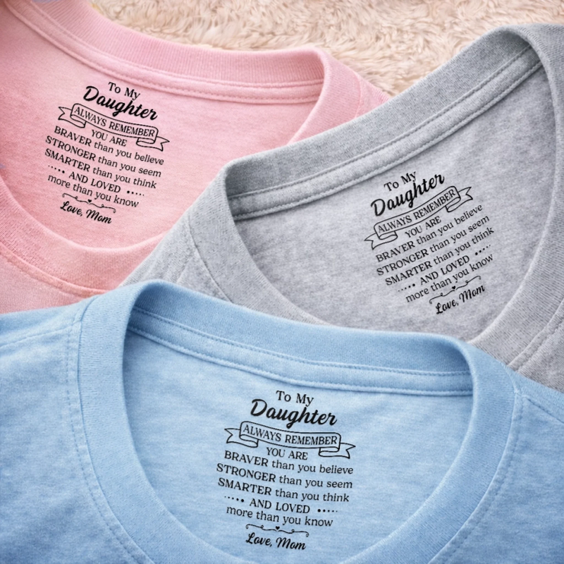 Custom Inside Neck Print T-Shirt - Personalized Birthday Gifts For Daughter - Loved More Than You Know