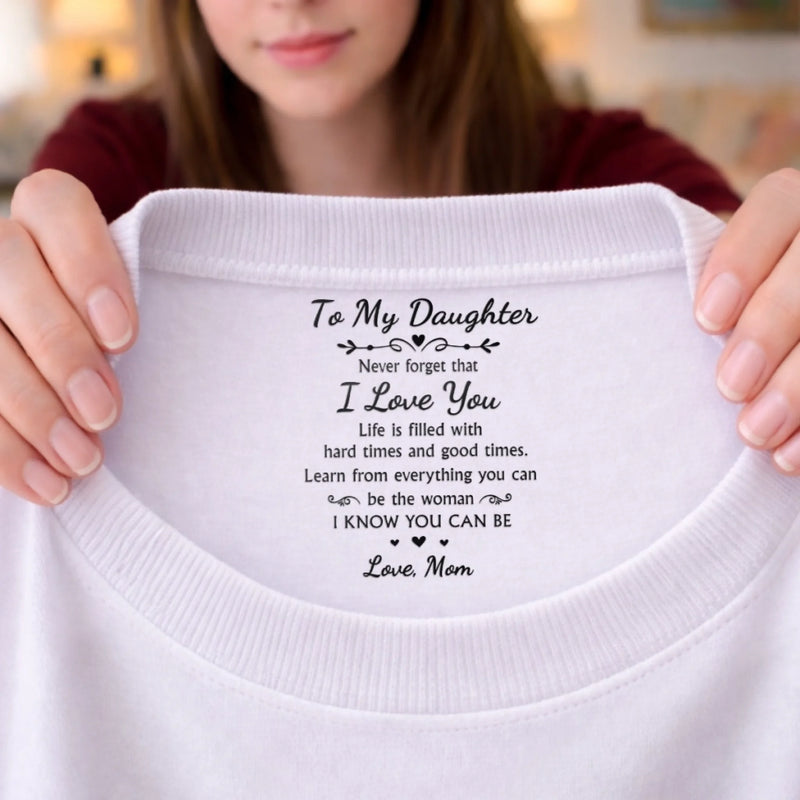 Custom Inside Neck Print T-Shirt - Personalized Birthday Gifts For Daughter - I Love You Beyond Words