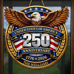 Custom Wood Sign - Personalized America 250th Anniversary Gifts For Mom, Dad, Brother, Sister, Kids - Freedom Lights Our Future