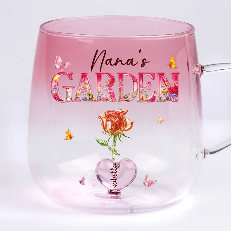 Custom Gradient Glass Mug - Personalized Birthday Gifts For Mom, Grandma - Forever In Bloom, Grandma