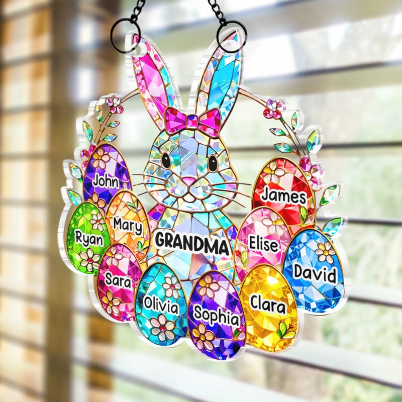 Custom Window Hanging Suncatcher Ornament - Personalized Easter Gifts For Mom, Grandma - Mom And Grandma Forever Loved