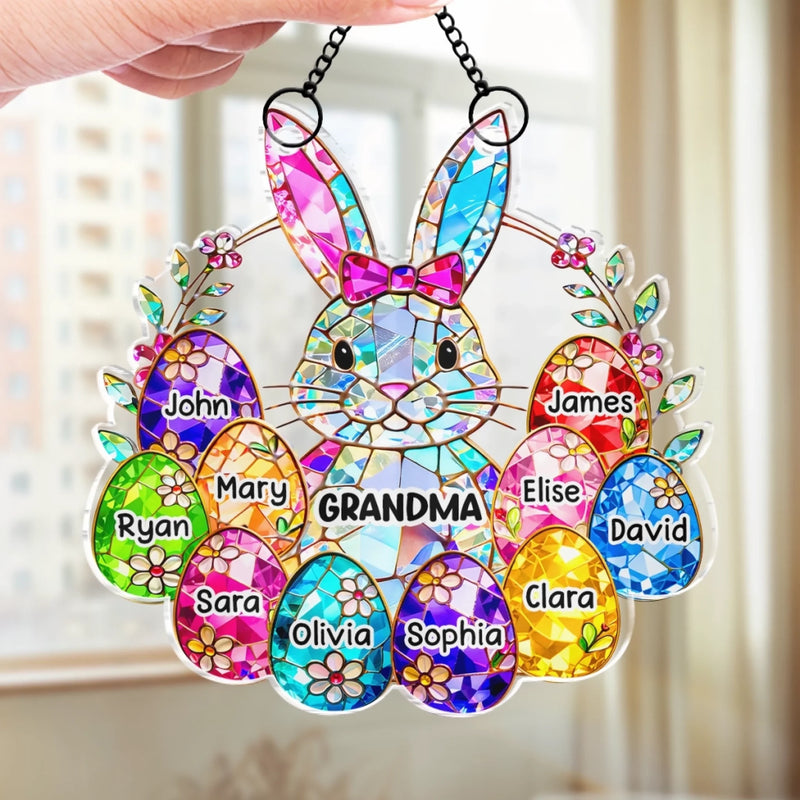 Custom Window Hanging Suncatcher Ornament - Personalized Easter Gifts For Mom, Grandma - Mom And Grandma Forever Loved