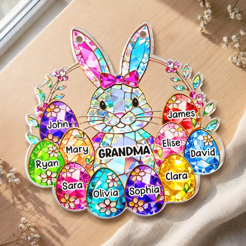 Custom Window Hanging Suncatcher Ornament - Personalized Easter Gifts For Mom, Grandma - Mom And Grandma Forever Loved