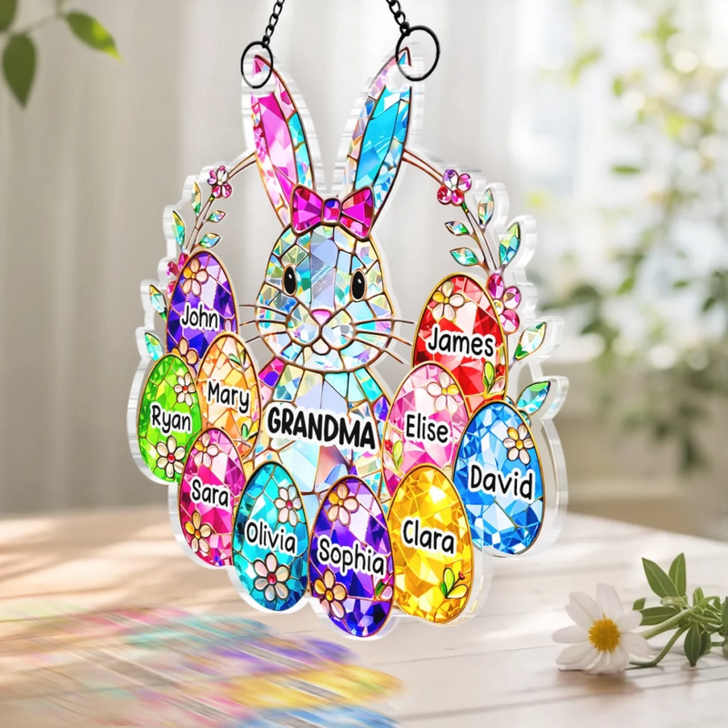 Custom Window Hanging Suncatcher Ornament - Personalized Easter Gifts For Mom, Grandma - Mom And Grandma Forever Loved
