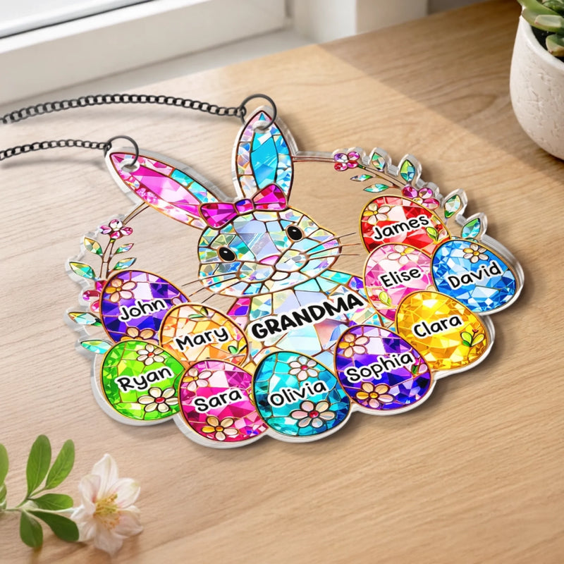 Custom Window Hanging Suncatcher Ornament - Personalized Easter Gifts For Mom, Grandma - Mom And Grandma Forever Loved