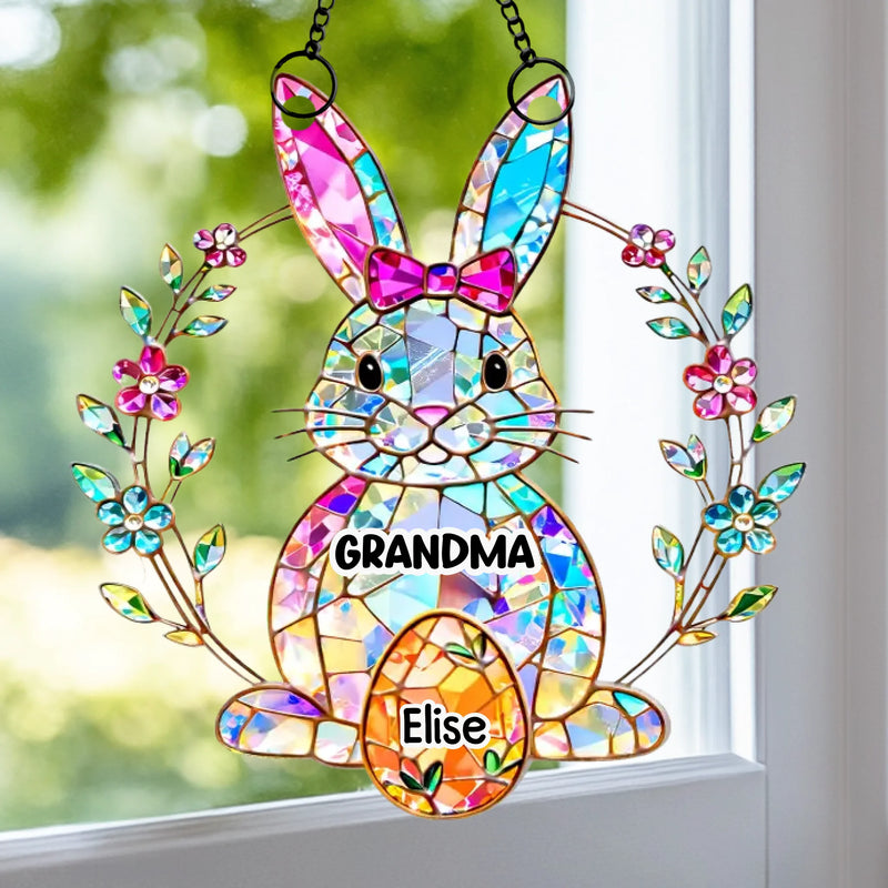 Custom Window Hanging Suncatcher Ornament - Personalized Easter Gifts For Mom, Grandma - Mom And Grandma Forever Loved