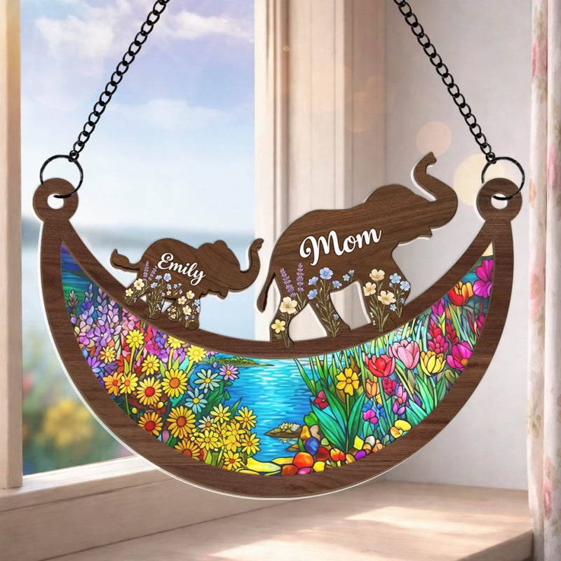 Custom Window Hanging Suncatcher Ornament - Personalized Mother's Day Birthday Gifts For Mom, Grandma - A Little One, A Big Love