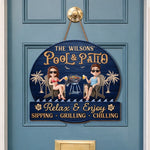 Custom Name Pool Patio Decor - Personalized Wood Sign
