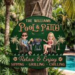 Custom Name Pool Patio Decor - Personalized Wood Sign