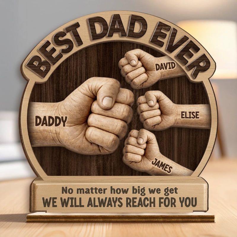 Custom 2-Layered Wooden Plaque - Personalized Father's Day Birthday Gifts For Dad, Grandpa - Behind Every Great Kid Is An Amazing Dad