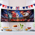 Custom Polyester Outdoor Banner - Personalized America 250th Anniversary Gifts For Mom, Dad, Brother, Sister, Kids - Strong As One