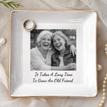 Custom Photo Jewelry Dish - Personalized Best Friend Birthday Gifts For Women, Besties, Sisters, BFF - Besties Through Every Era