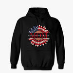 Custom Faux Embroidery Unisex T-shirt, Premium T-shirt, Hoodie - Personalized Mother's Day Birthday Gifts For Mom, Grandma - Patriotic Petals, Mama Pride