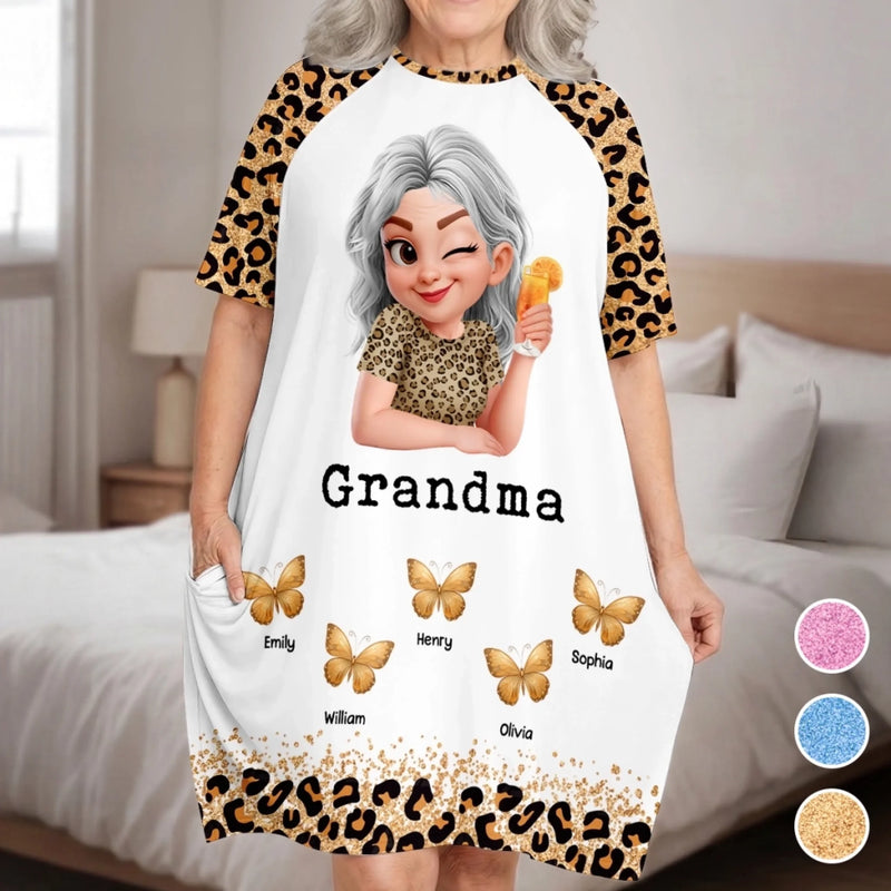 Custom Women's Sleep Tee - Personalized Mother's Day Birthday Gifts For Mom, Grandma - Glam Grandma Energy Only