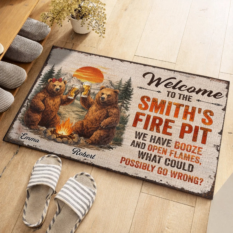 Custom Home Decor Decorative Mat -  Personalized Anniversary Wedding Camping Gifts For Campers, Husband And Wife, Him And Her - Gather Around Our Fire Pit