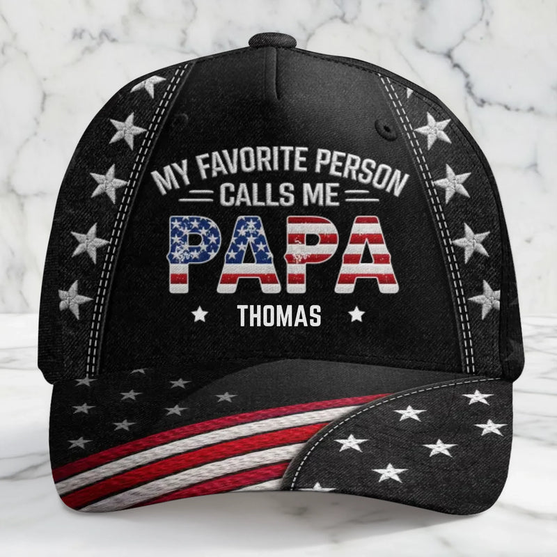 Custom Hat, All Over Print Classic Cap - Personalized Father's Day Birthday Gifts For Dad, Grandpa - Dad Love Stays Forever