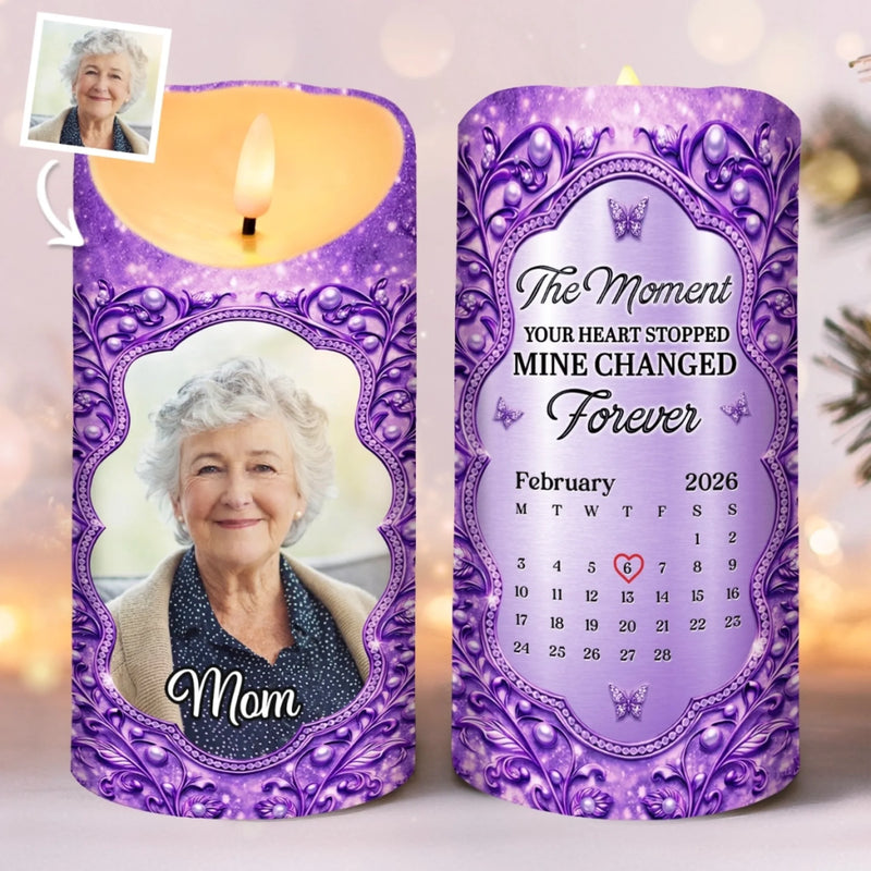 Custom Photo LED Candle - Personalized Memorial Sympathy Gifts For Loss Of Mom, Dad - Always Loved Never Forgotten