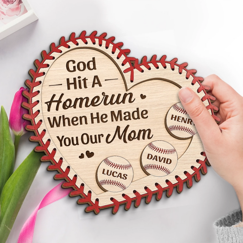 Custom 2-Layered Wooden Plaque - Personalized Mother's Day Birthday Gifts For Mom - Blessed With The Best Mom