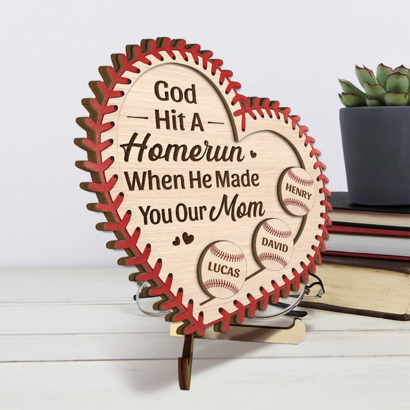 Custom 2-Layered Wooden Plaque - Personalized Mother's Day Birthday Gifts For Mom - Blessed With The Best Mom