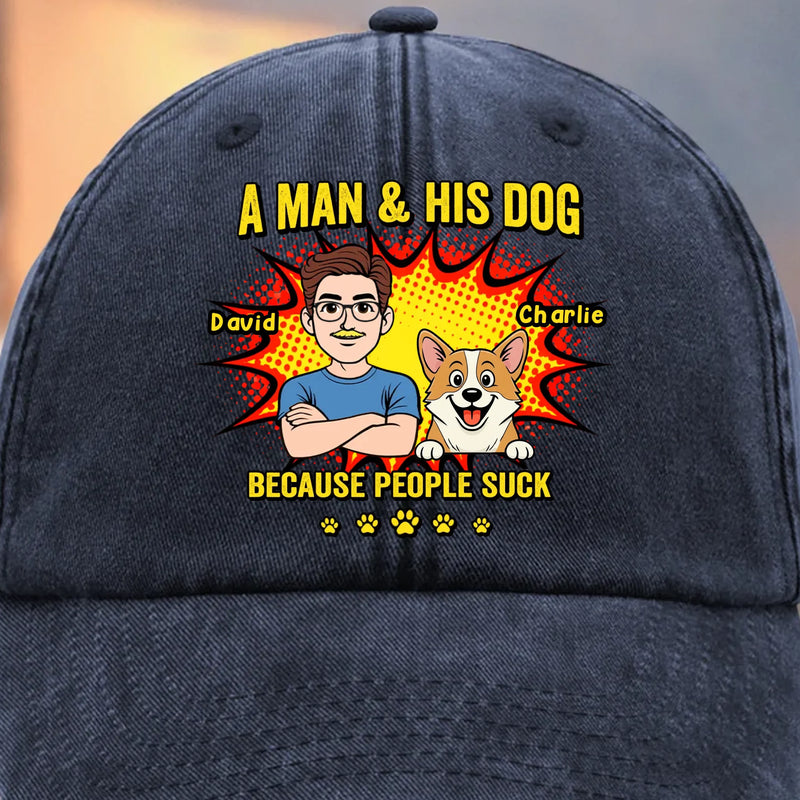 Custom Vintage Washed Denim Baseball Cap - Personalized Father's Day Birthday Gifts For Dog Lovers, Dog Dad And Mom - Life Is Ruff Without My Dog