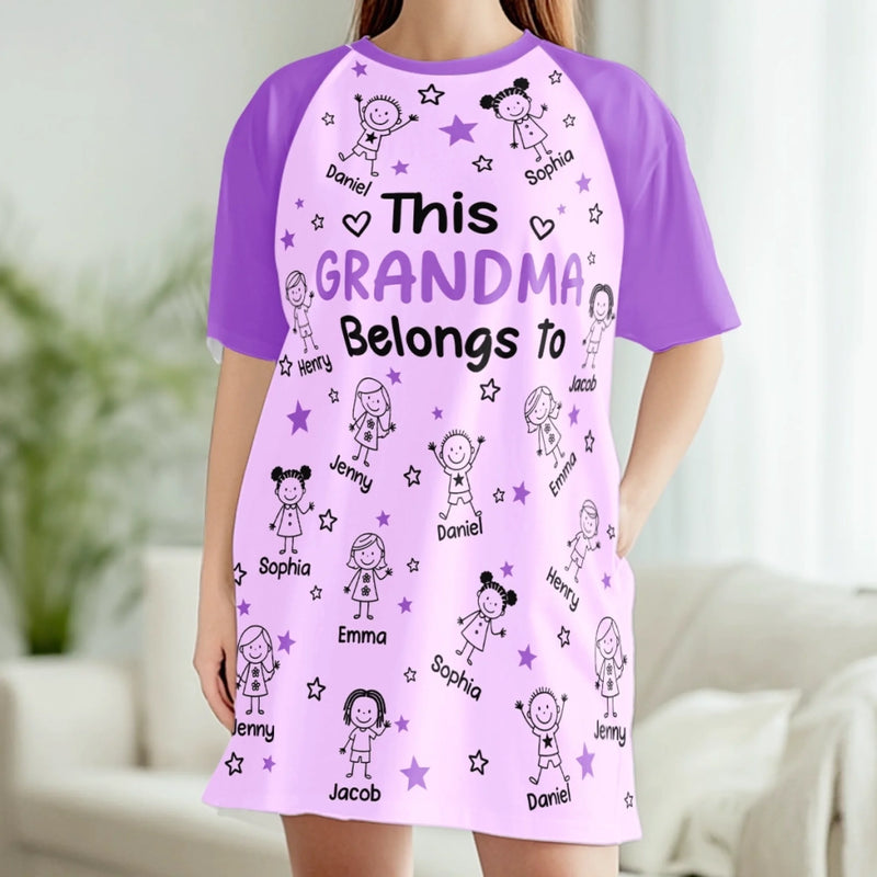 Custom Women's Sleep Tee - Personalized Birthday Gifts For Mom, Grandma - This Grandma Belongs To