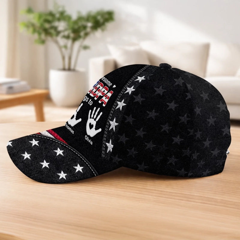 Custom Hat, All Over Print Classic Cap - Personalized Father's Day Birthday Gifts For Dad, Grandpa - Dad Always Our Hero