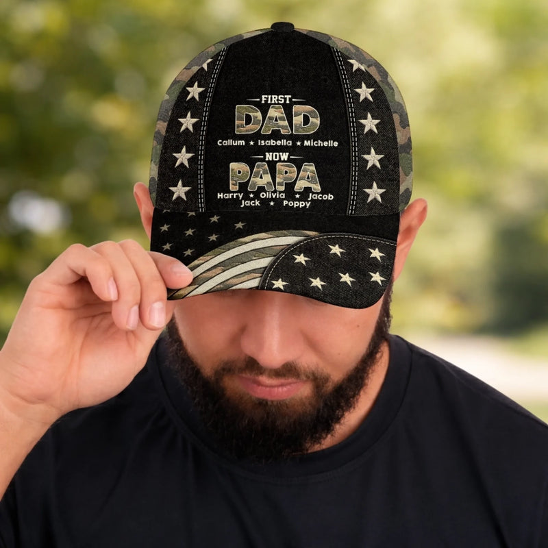 Custom Hat, All Over Print Classic Cap - Personalized Father's Day Birthday Gifts For Dad, Grandpa - Stepping Into Grandpa Life