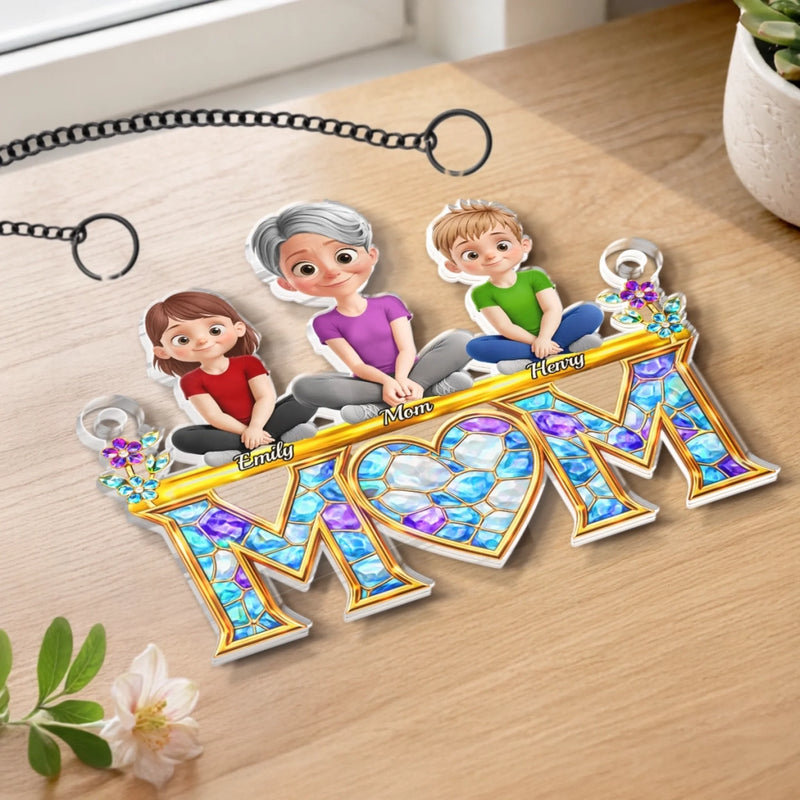 Custom Window Hanging Suncatcher Ornament - Personalized Mother's Day Birthday Gifts For Mom, Grandma - Mom, Our Sweetest Heart