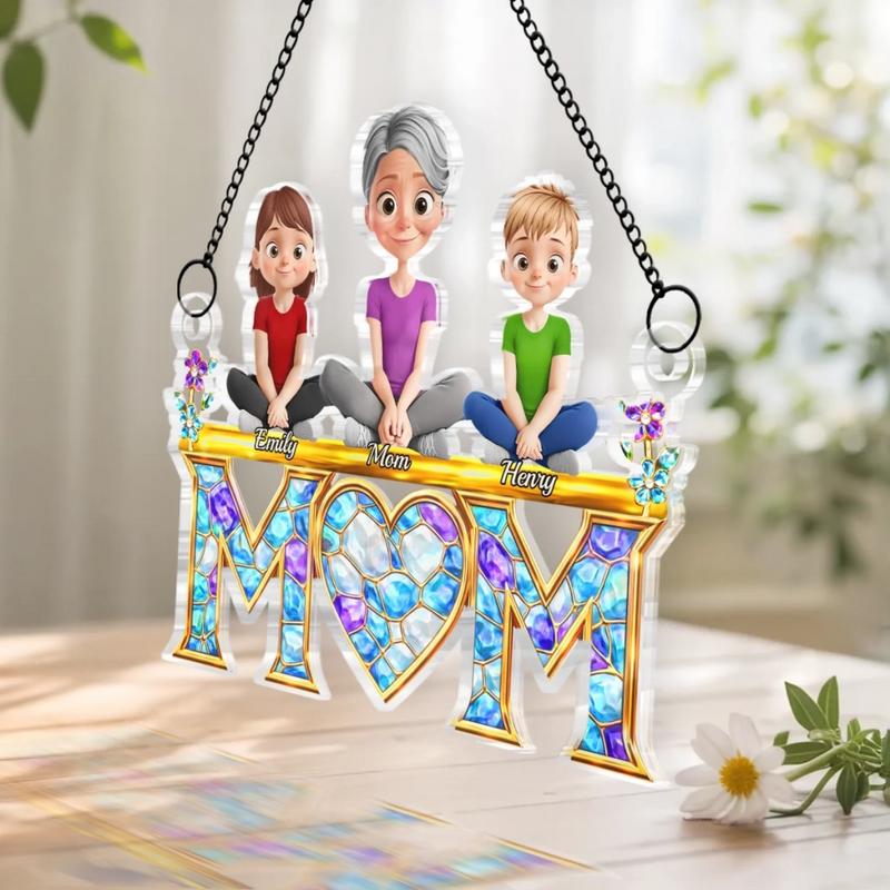 Custom Window Hanging Suncatcher Ornament - Personalized Mother's Day Birthday Gifts For Mom, Grandma - Mom, Our Sweetest Heart