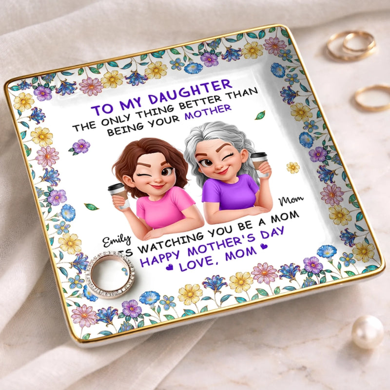 Custom Full-Print Jewelry Dish - Personalized Mother's Day Birthday Gifts For Daughter - From Mom With Love