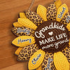 Custom Wood Sign - Personalized Mother's Day Birthday Gifts For Mom, Grandma - Sunflower Kisses And Grandkid Wishes