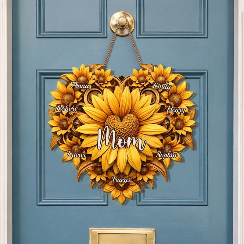 Custom Sunflower Wood Sign - Personalized Mother's Day Birthday Gifts For Mom, Grandma - All Roads Lead Back To Her