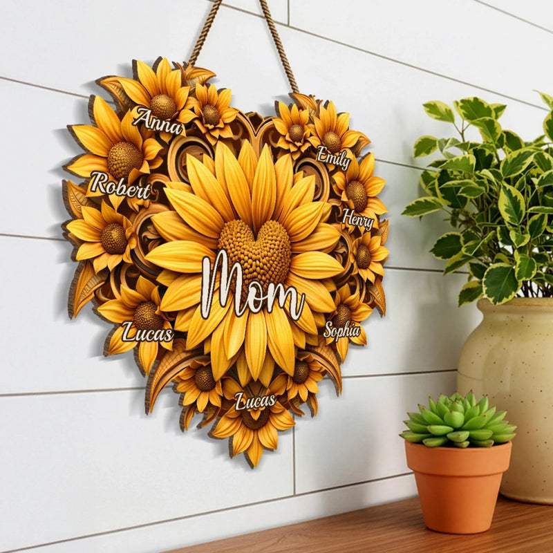 Custom Sunflower Wood Sign - Personalized Mother's Day Birthday Gifts For Mom, Grandma - All Roads Lead Back To Her