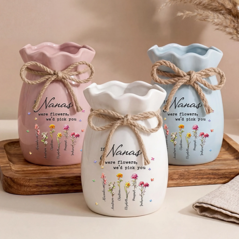 Custom Flower Vase With Ribbon - Personalized Mother's Day Birthday Gifts For Mom, Grandma - You Make Life Beautiful