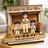 Custom 2-Layered Wooden Plaque - Personalized Mother's Day Birthday Gifts For Baseball Mom, Grandma - Our Home Team Hero