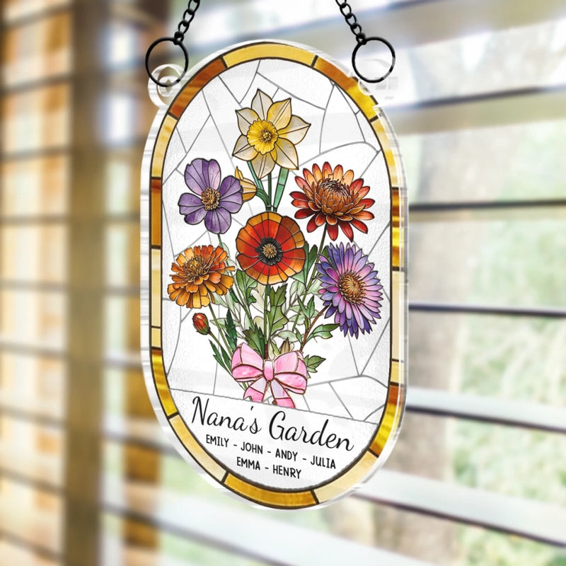 Custom Sunflower Window Hanging Suncatcher Ornament - Personalized Mother's Day Birthday Gifts For Mom, Grandma - A Little Garden Of Big Love