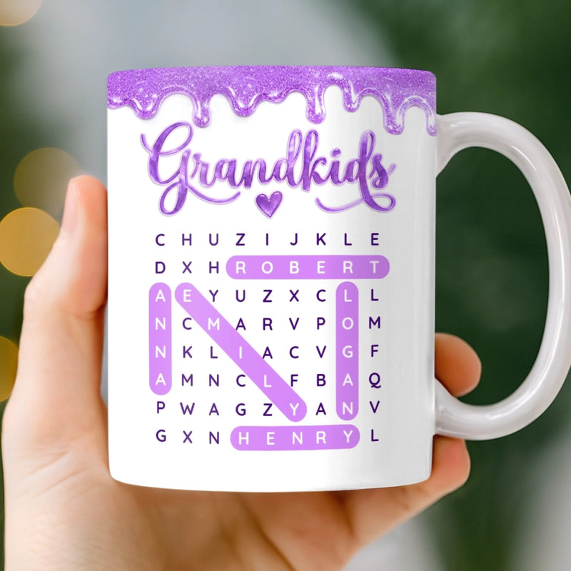 Custom Word Search Puzzle 3D Inflated Effect Printed Mug - Personalized Mother's Day Birthday Gifts For Mom, Grandma - All Words Lead To Mom