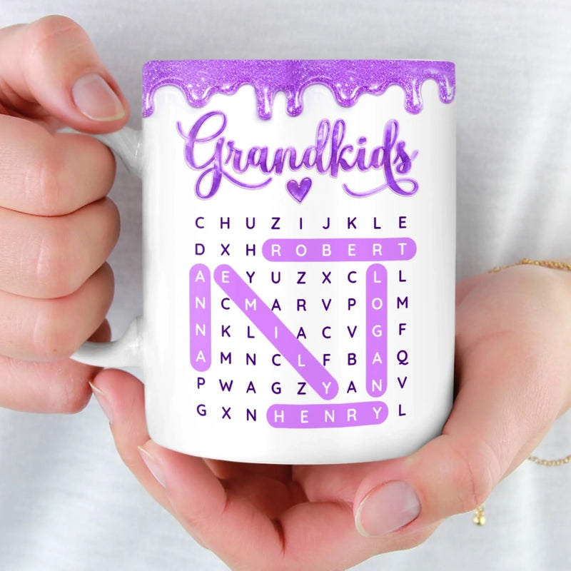 Custom Word Search Puzzle 3D Inflated Effect Printed Mug - Personalized Mother's Day Birthday Gifts For Mom, Grandma - All Words Lead To Mom