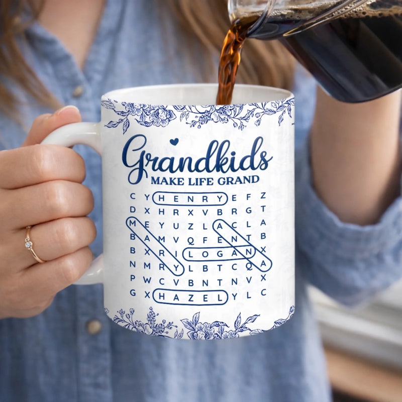 Custom Word Search Puzzle Mug - Personalized Mother's Day Birthday Gifts For Mom, Grandma - Love Hidden In Every Name