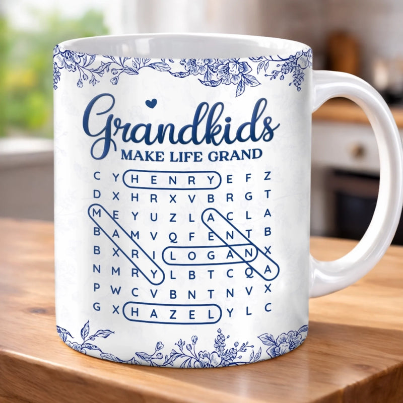 Custom Word Search Puzzle Mug - Personalized Mother's Day Birthday Gifts For Mom, Grandma - Love Hidden In Every Name