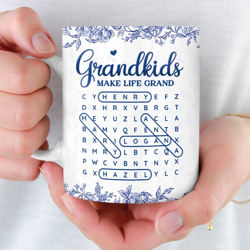 Custom Word Search Puzzle Mug - Personalized Mother's Day Birthday Gifts For Mom, Grandma - Love Hidden In Every Name