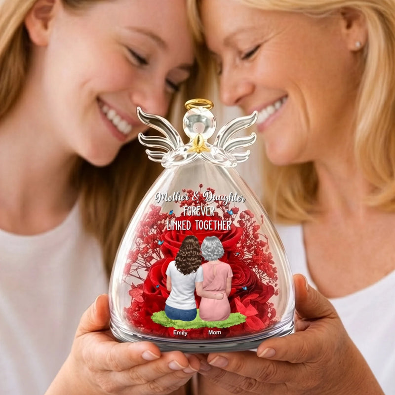 Custom Angel Glass Dome With Preserved Flowers - Personalized Mother's Day Birthday Gifts For Mom, Daughter - Forever Starts With Us
