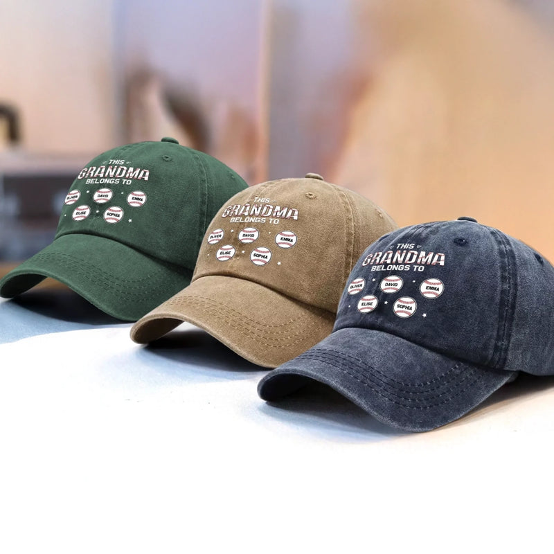 Custom Vintage Washed Denim Baseball Cap - Personalized Mother's Day Gifts For Mom, Grandma - Forever Connected By Love